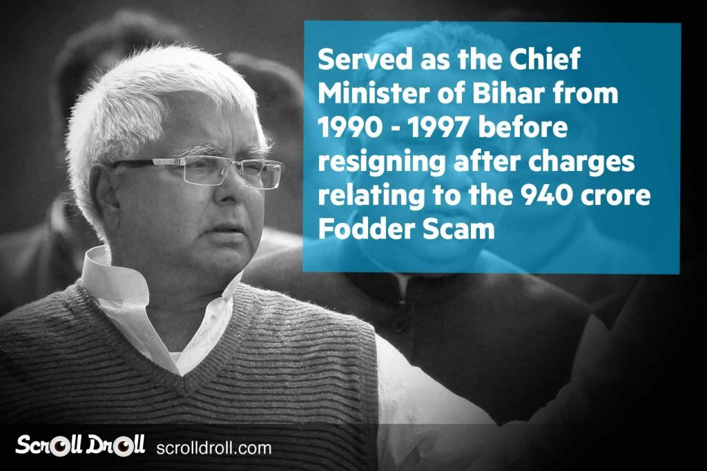 Lalu Prasad yadav was served as a Chief Minister of Bihar from 1990-1997