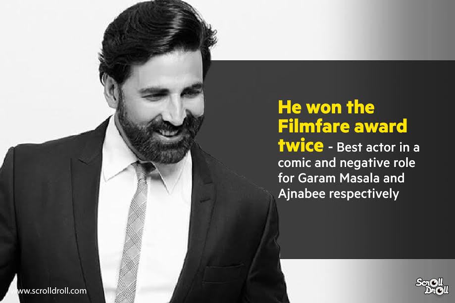 He won the Filmfare award twice