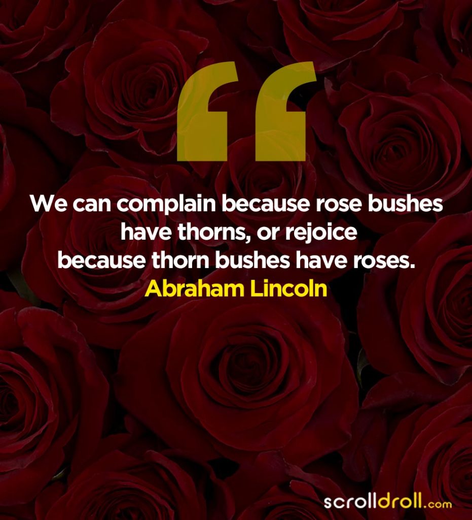 We can complain because rose bushes have thorns, or rejoice because thorn bushes have roses