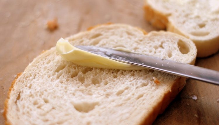 Free close up slice of bread with butter image, public domain food CC0 photo.